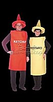 'Ketchup - Adult' and 'Mustard - Adult' costumes